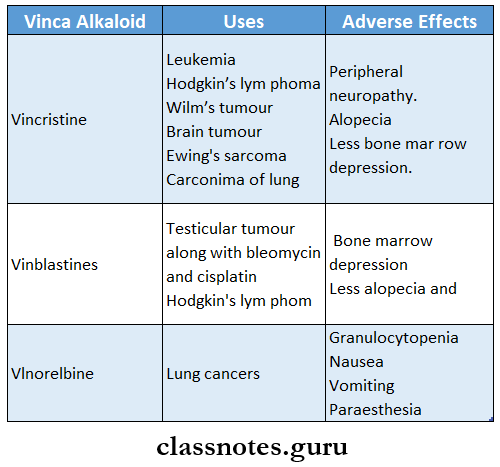 Anti Cancer Drugs Vinca Alkaloids