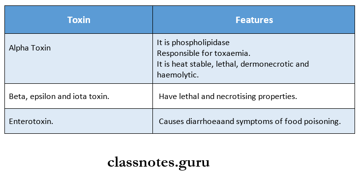 Clostridium Organism causing gas gangrene Toxins