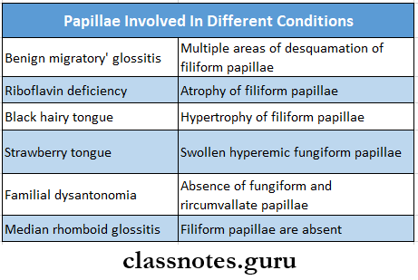 Developmental Disturbances Of Oral And Paraoral Structures Papillae Involved In Different Conditions