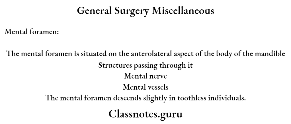 General Surgery Miscellaneous Mental Foramen