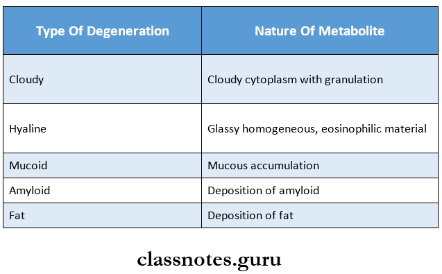 Intracellular Accumulations Degenration types