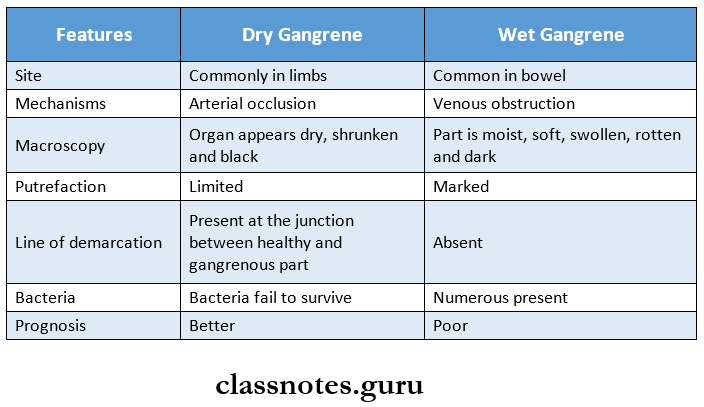 Morphology Of Cell Injury Differences between Dry and Wet Gangrene