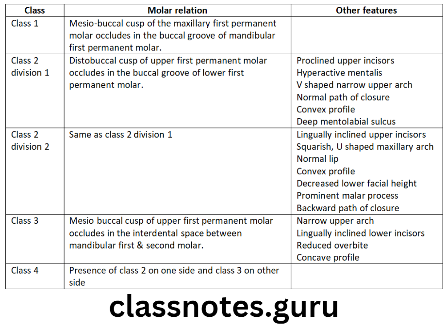 Orthodontics Classification Of Malocclusion Angle's Classification