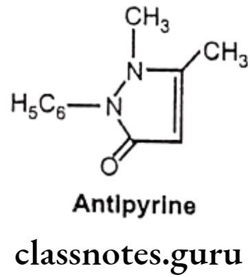 Medicinal Chemistry Drugs Action On Central Nervous System Antipyrine