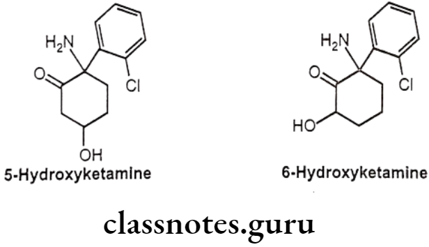 Medicinal Chemistry Drugs Action On Central Nervous System Ketamine hydrochloride metabolism