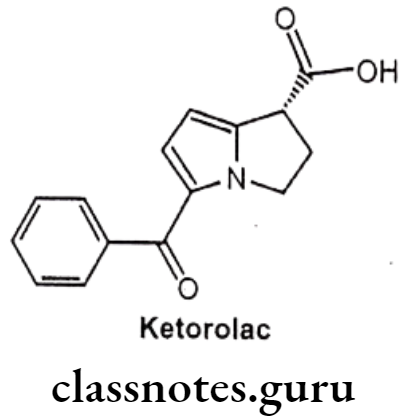 Medicinal Chemistry Drugs Action On Central Nervous System Ketorolac