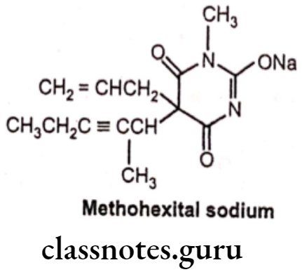 Medicinal Chemistry Drugs Action On Central Nervous System Methohexital sodium