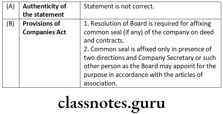 Company Law Introduction Authenticity of the Statement 1