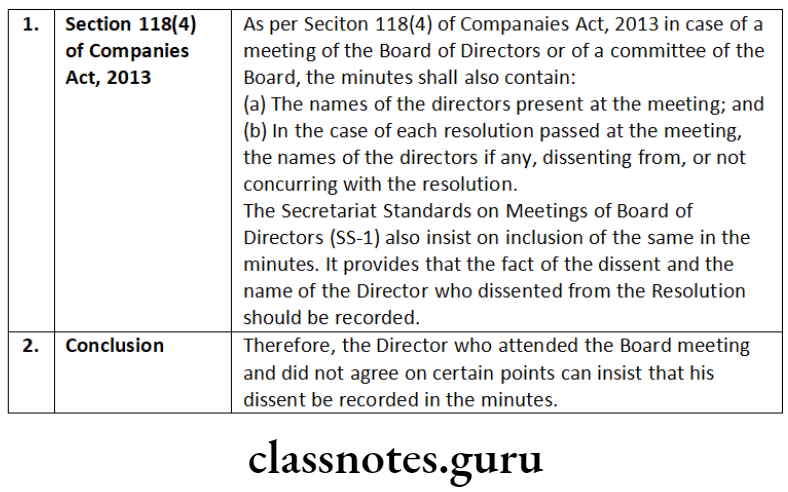 Company Law Meeting Of Board And Its Committee Section 119 (4) of Companies