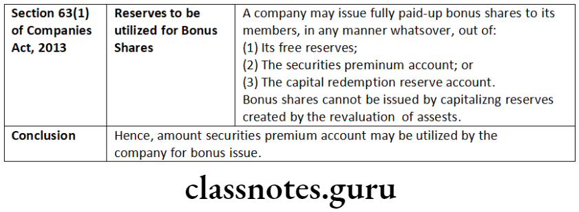 Company Law Share Capital Issue And Allotment Of Securities Sources for issue of bonus shares