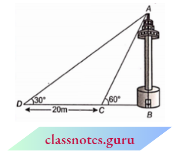 Applications Of Trigonometry The Height Of The Tower And The Width Of The Canal