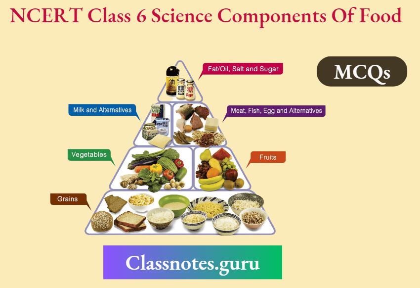 NCERT Class 6 Science Chapter 1 Components Of Food Multiple Choice Questions