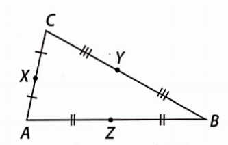 State the mid points of all the sides of given figure
