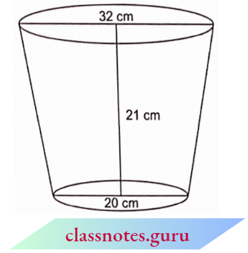 Volume And Surface Area Of Solids A Bucket Of A Diameter