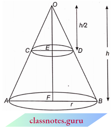 Volume And Surface Area Of Solids A Cone Is Divided Into Two Parts Of Volume