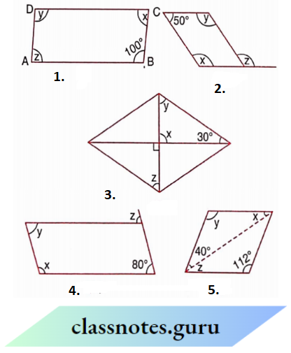 NCERT Solutions For Class 8 Maths Chapter 3 Understanding Quadrilaterals Paralleograms Find The Values