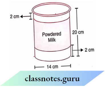 NCERT Solutions For Class 8 Maths Chapter 9 Mensuration For a cylindrical container